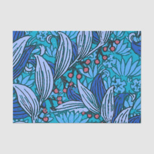 Papel De Seda Azul Floral Antiquado Boho Moderno