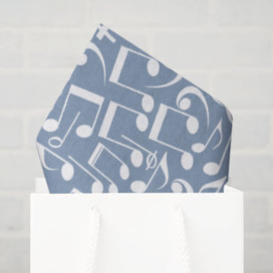 Papel De Seda Azul Fumê com Notas Musicais Dançantes
