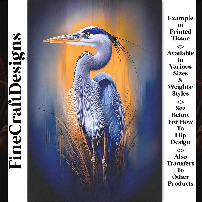 Papel De Seda Azul Heron, Laranja e índio Profundo - Desumpage B (Criador carregado)