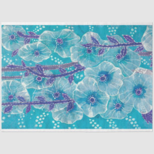 Papel De Seda Azul Hollyhock Malva Flor Paisagem Floral