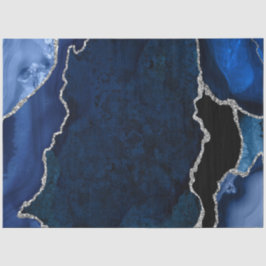 Papel De Seda Azul Marinho e Ágata Brilhante Falso Prateado