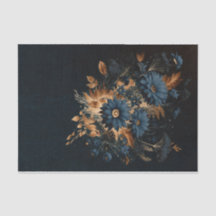 Azul Marinho Escuro Dourado Floral Rústico Glam Ca