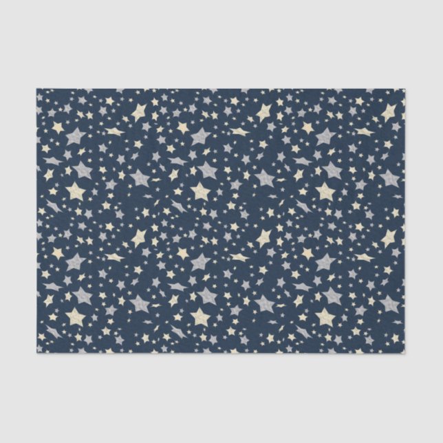 Papel De Seda Azul Moderno Elegante Estrela (Frente )