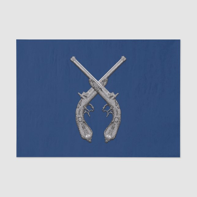 Papel De Seda Azul Naval Pistolas Cruzadas (Frente )