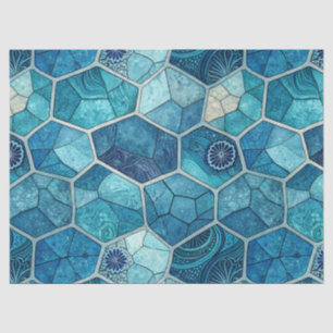 Papel De Seda Azul Oceano Padrão Mosaico – Polígono Irregular