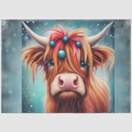 Papel De Seda Azul Ornament Highland Cow Decoupage Paper