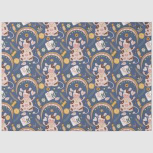 Papel De Seda Azul-padrão branco de ioga de Natal bonito