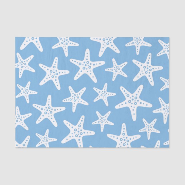 Papel De Seda Azul-padrão de Starfish (Frente )