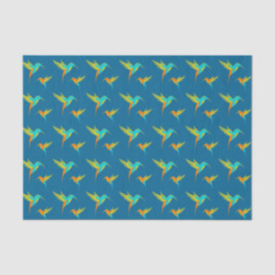 Papel De Seda Azul-padrão exótico de aves-humanos
