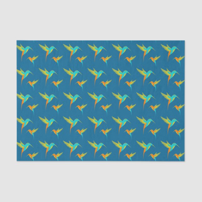 Papel De Seda Azul-padrão exótico de aves-humanos (Frente )
