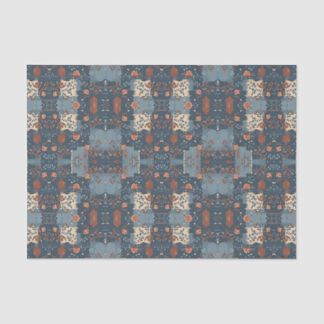 Papel De Seda Azul País Rust Rústico Farmhouse Personalizável (Frente )