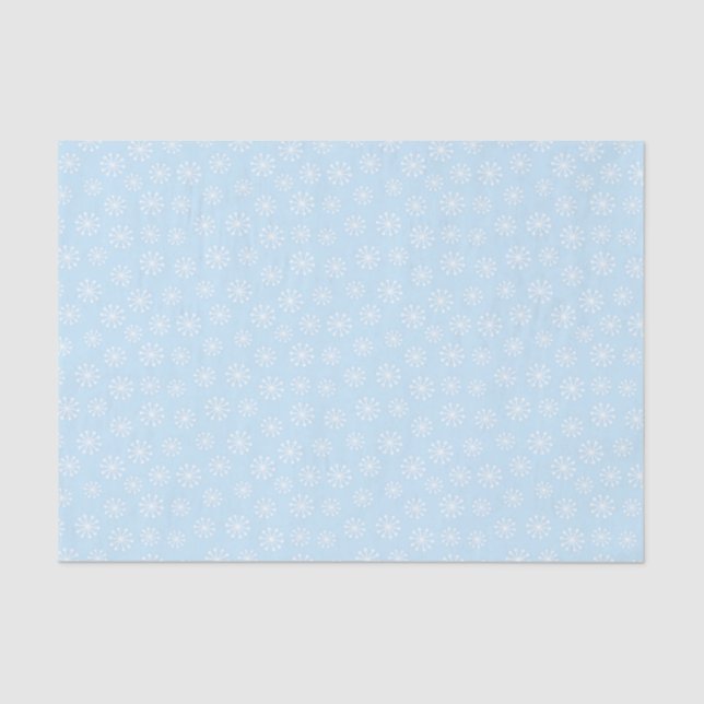 PAPEL DE SEDA AZUL PÁLIDO COM FLORES BRANCAS (Frente )