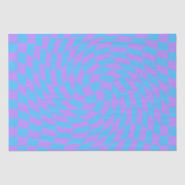 Papel De Seda Azul pálido e verificação de Lavanda (Frente )