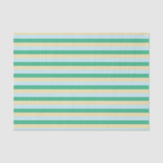 Papel De Seda Azul pálido, verde-aqua e riscas beges