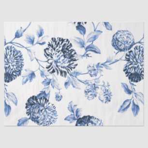 Papel De Seda Azul Periwinkle Toile Floral Grande