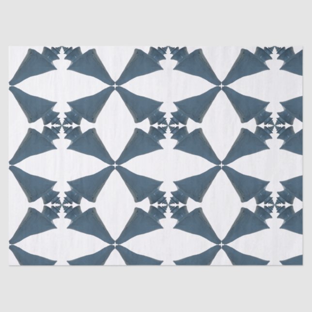 Papel De Seda Azul pintado com casca de maravilha japonesa padrã (Frente )