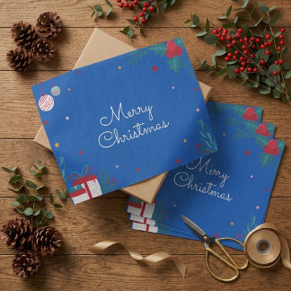 Papel De Seda Azul Real Feliz Natal