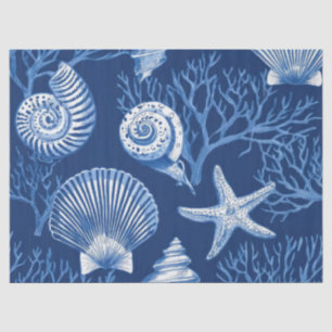 Papel De Seda Azul Toalete Costeira Padrão Coral (2)