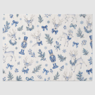 Papel De Seda Azul Toile de Jouy Floresta de Natal