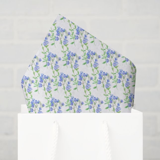 Papel de seda azul verde branco de veronica flor s (Sacola de presentes)