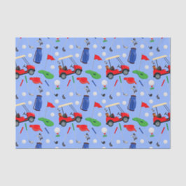 Papel De Seda Azul Vermelho e Golfe Verde