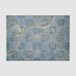 Papel De Seda Azul-Vintage e náutico Dourado