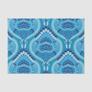 Papel De Seda Azulado - Paisley emplumado