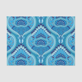 Papel De Seda Azulado - Paisley Emplumado