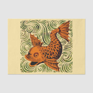 Papel De Seda Azulejo Antigo Peixe Arte Antiga de Morgan