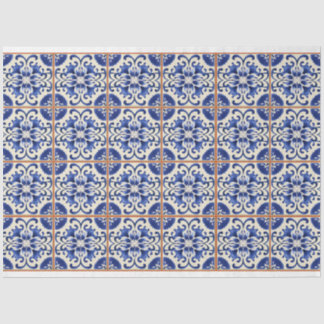 Papel De Seda azulejo azul com caldo de laranja