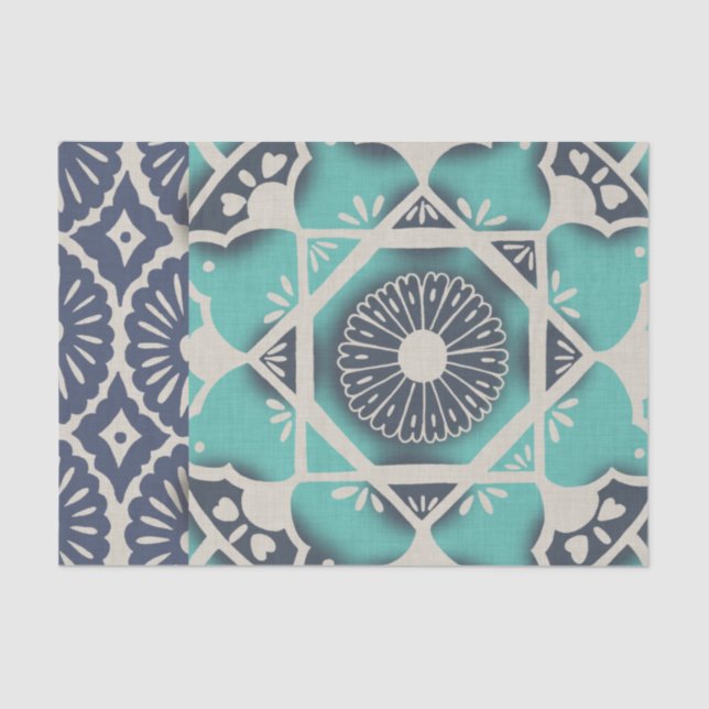 Papel De Seda Azulejo Batik Azul II (Frente )