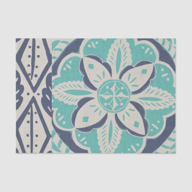 Papel De Seda Azulejo Batik Azul IV (Frente )