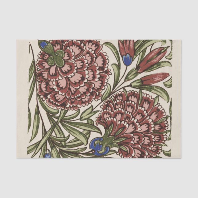 Papel De Seda Azulejo de Flor Antiquado Arte Russa (Frente )