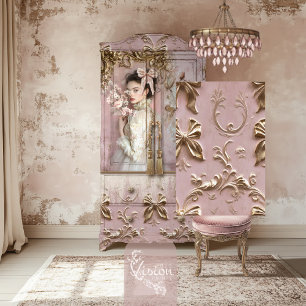 Papel De Seda Azulejo de Padrão Repetido Rosa Dourado Coquete
