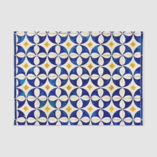 Papel De Seda Azulejo espanhol Marinho marroquino azul amarelo b