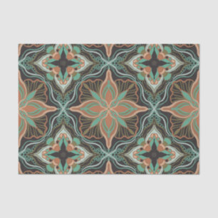 Papel De Seda Azulejo Floral Marrom da Watercolor