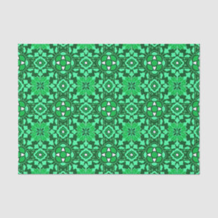Papel De Seda Azulejo Floral marroquino, Verde claro e escuro
