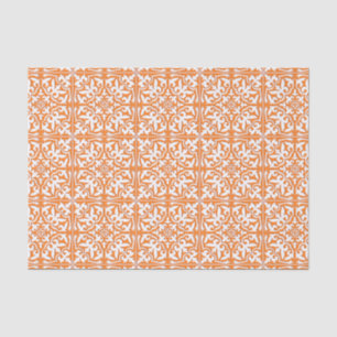 Papel De Seda Azulejo marroquino - alaranjado e branco corais