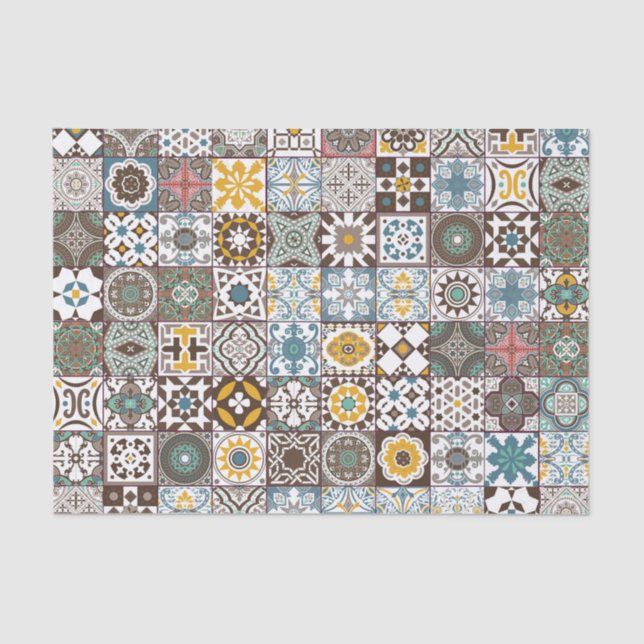 Papel De Seda Azulejo marroquino colorido (Frente )