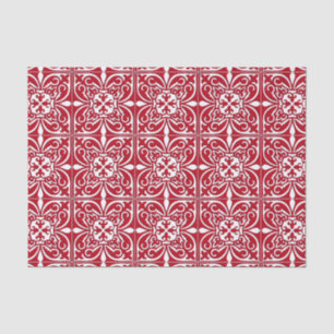 Papel De Seda Azulejo marroquino - obscuridade - vermelho e