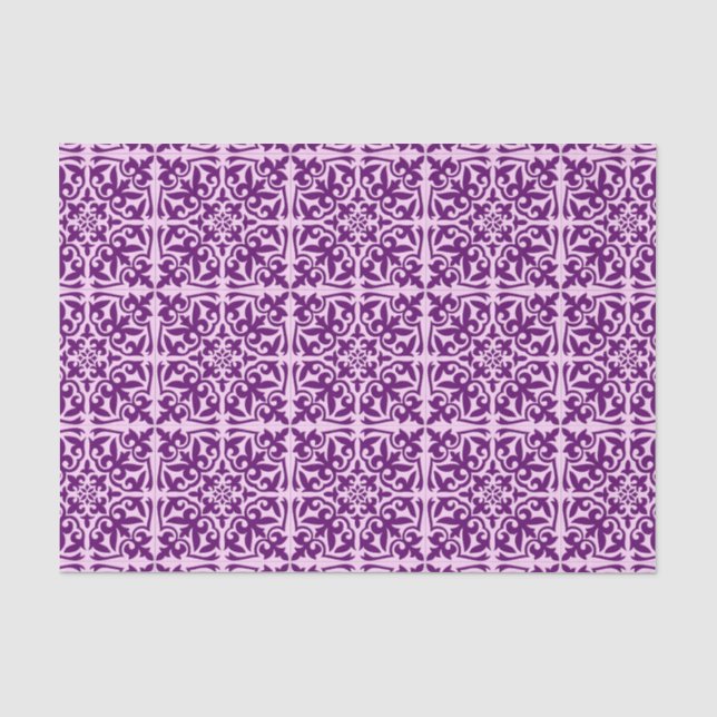Papel De Seda Azulejo marroquino - roxo e orquídea (Frente )