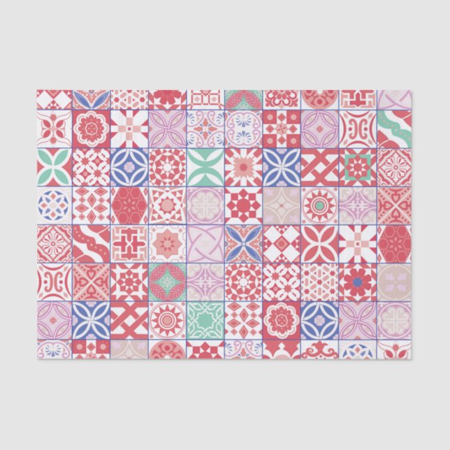 Papel De Seda Azulejo vermelho marroquino (Frente )