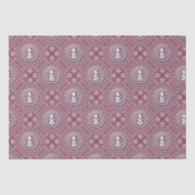 Papel De Seda Azulejo Whimy Pink Snowman Mandala Geo Diamond (Frente )
