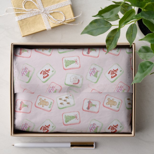 Papel De Seda Azulejos de Mahjong de Natal (Presente)