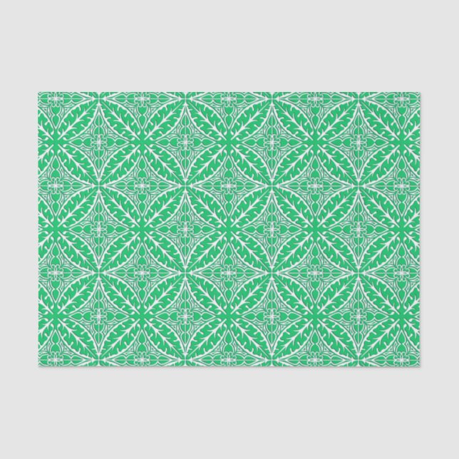 Papel De Seda Azulejos marroquinos - jade verde e branco (Frente )