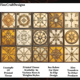 Papel De Seda Azulejos Mistos Ornamentados Marrom Bronze Dourado
