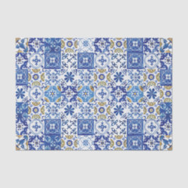 Papel De Seda Azulejos Mosaicos do Mediterrâneo Artesanato Azul