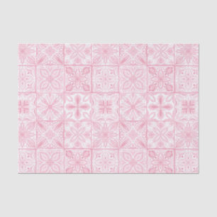 Papel De Seda azulejos ornamentados cor-de-rosa