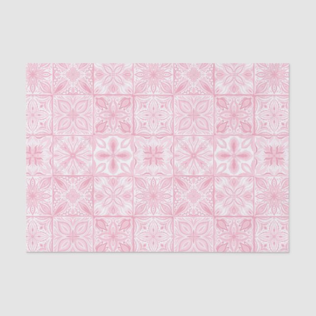 Papel De Seda azulejos ornamentados cor-de-rosa (Frente )