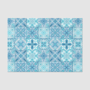 Papel De Seda azulejos ornamentados em azul e branco